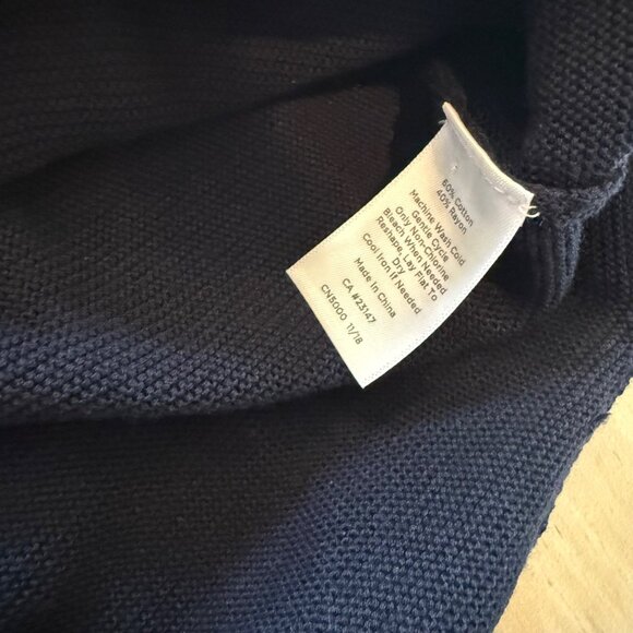 Talbots Navy Blue 3/4 Sleeve Sweater Top With Button Accents Size L - Picture 2 of 7